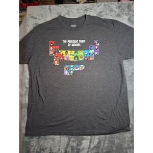 Marvel Periodic Table of Superheroes Graphic T-Shirt Mens 2XL Charcoal Grey Tee